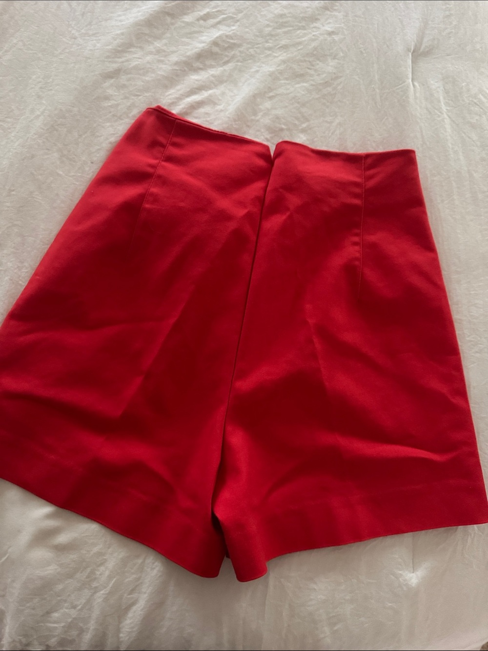 Women's High-Waist Red Tailored Shorts - Picture 2 of 3